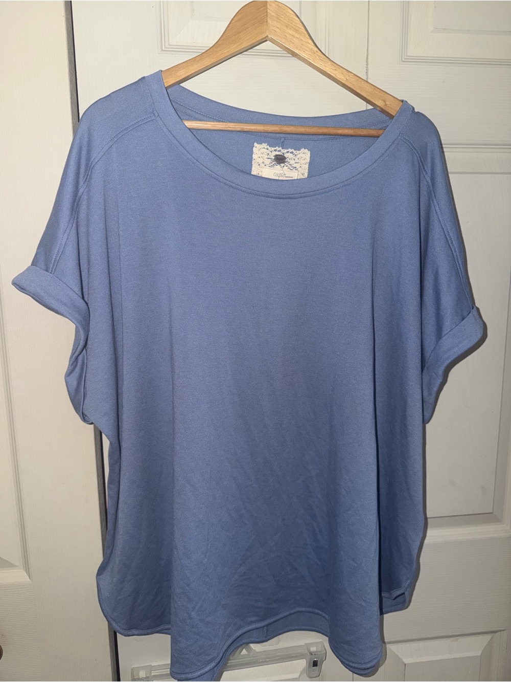 Cupio dusty Blue Rolled-Sleeve Crewneck Tee